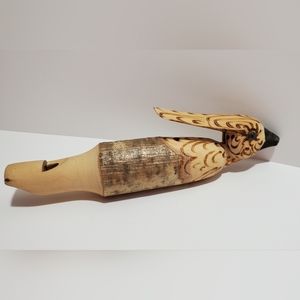 Vintage hand carved wooden duck bird whistle from Switzerland